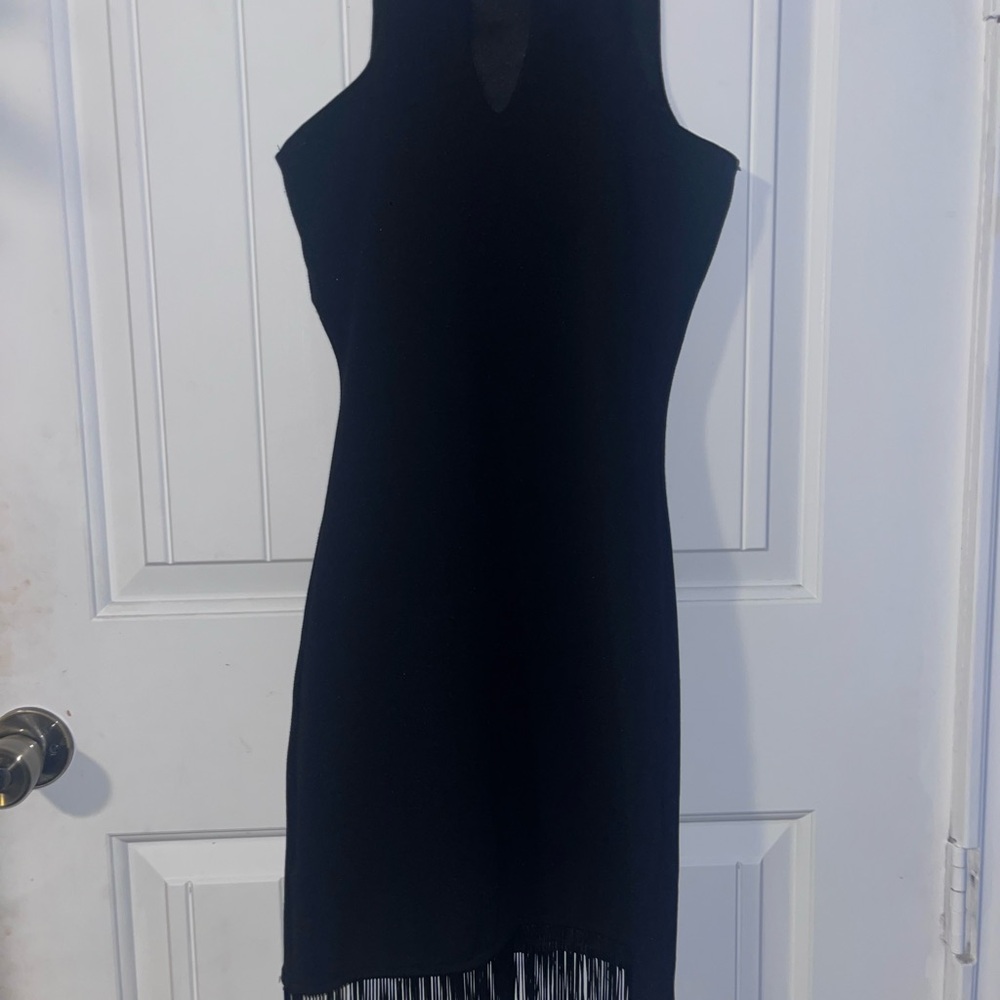 Charlotte Russe Black Fringe Midi Dress